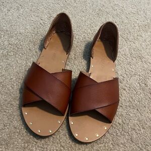 Cynthia Rowley Brown Leather Sandals with Minimalist Design (Worn once)